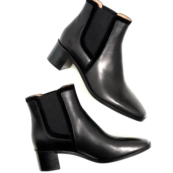 Madewell Brynn Black Leather Square Toe Ankle Boot Size 9 - Picture 1 of 8